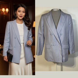 Brooks Brothers Red Fleece Double-Breasted Blazer Women’s Size 12 Purple Linen